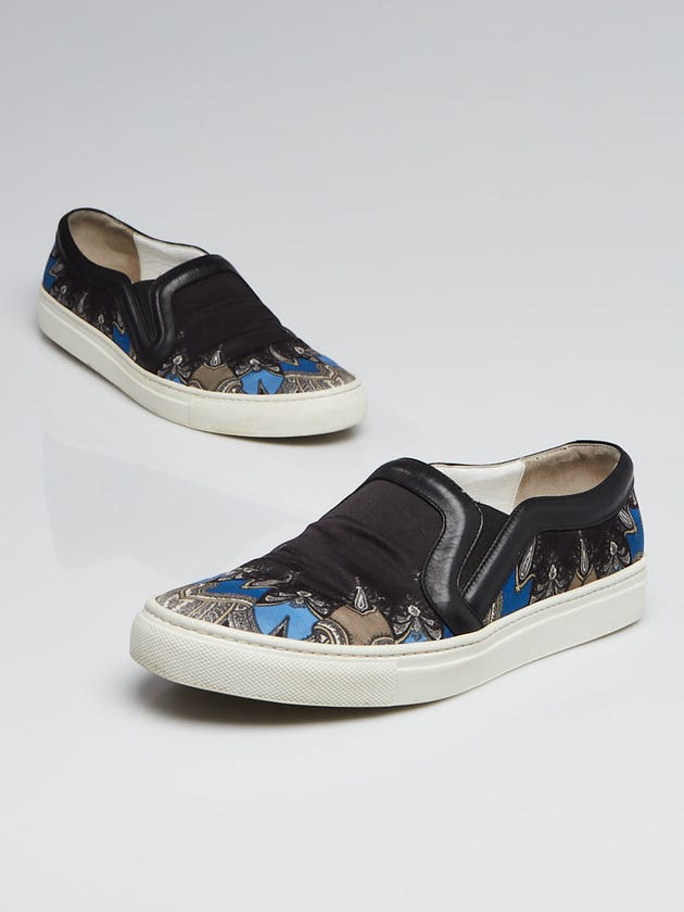Givenchy Black Satin Paisley Printed Skate Slip-On Sneakers Size 6.5/37