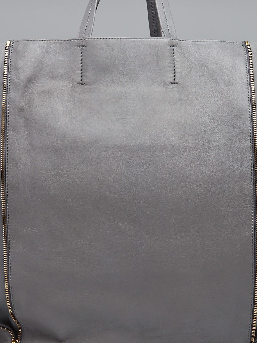 Celine Grey Leather Vertical Gusset Zip Cabas Tote Bag