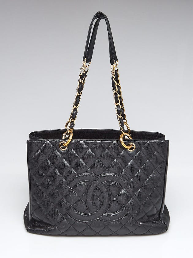 Chanel Black Quilted Caviar Leather Grand Shopping Tote Bag
