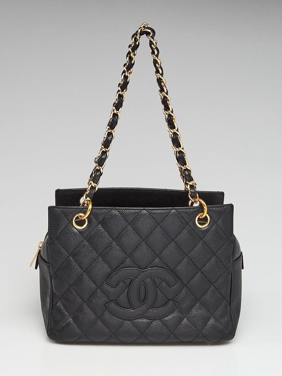 Chanel Black Quilted Caviar Leather Petite Timeless Shopping Tote