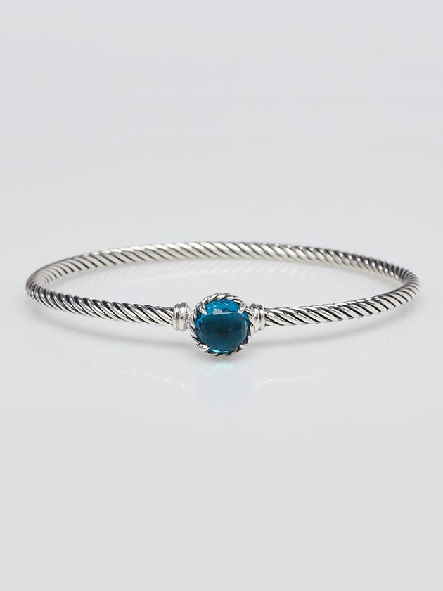 David Yurman 3mm Blue Topaz and Sterling Silver Chatelaine Bracelet