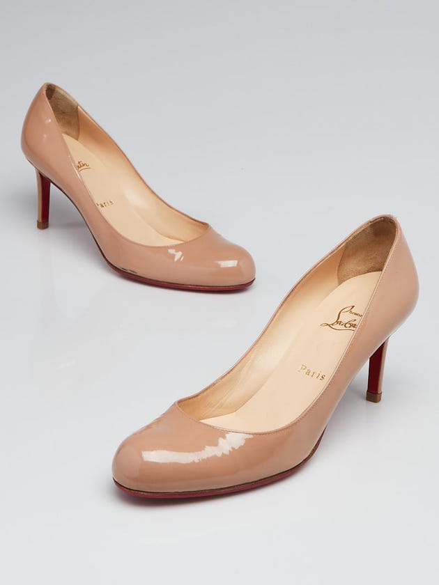 Christian Louboutin Beige Patent Leather Simple 70 Pumps Size 10/40.5