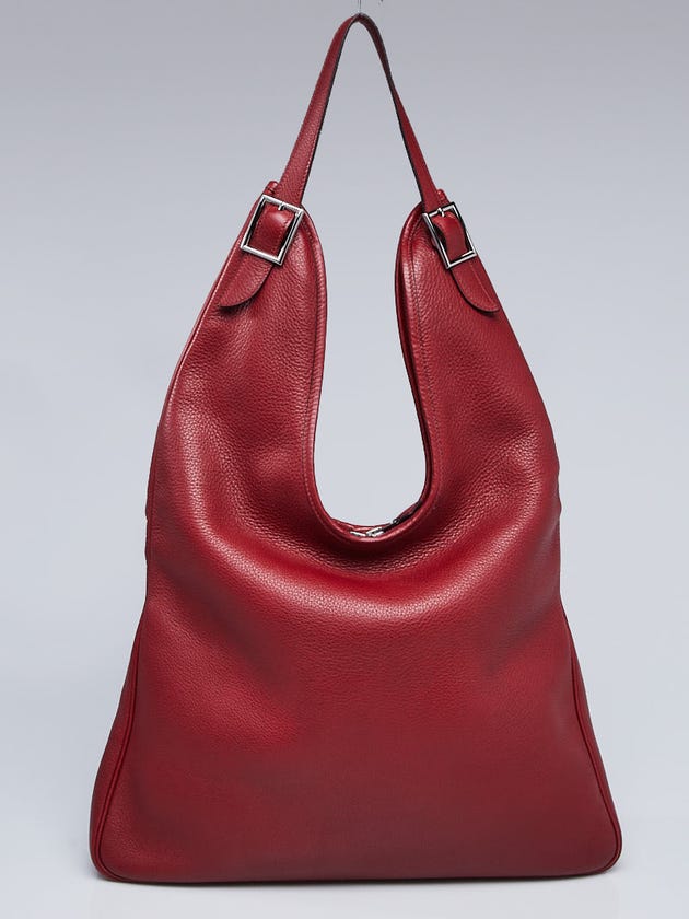 Hermes Vermillion Clemence Leather Massai GM Bag