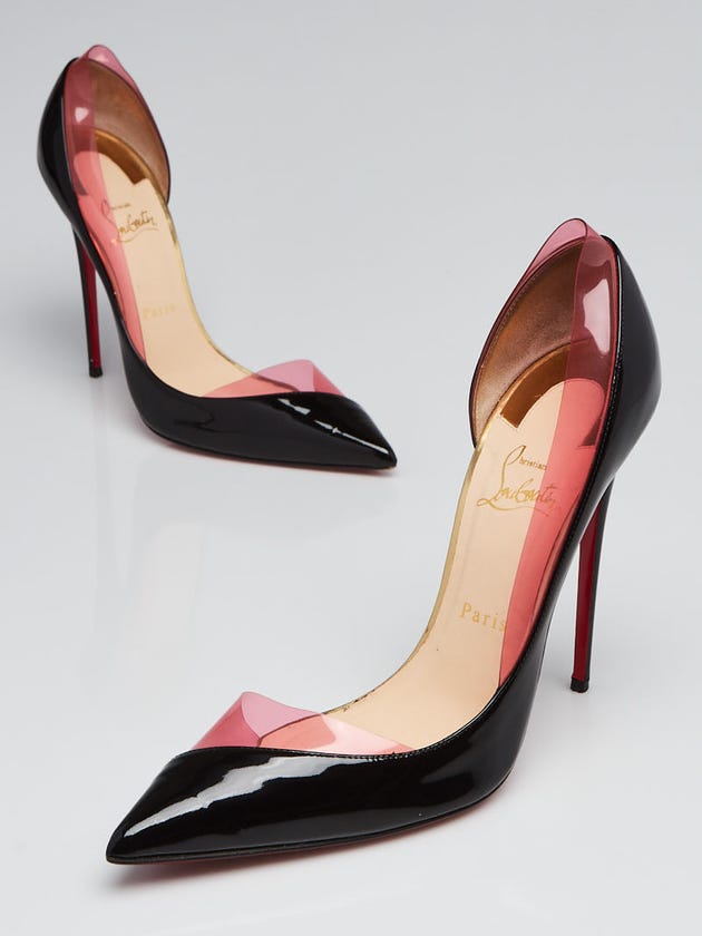 Christian Louboutin Black Patent Leather and PVC Miss Rigidaine 120 Pumps Size 10.5/41