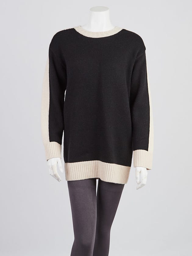 Christian Dior Black/White Wool/Cashmere J'adior Sweater Size 6/40