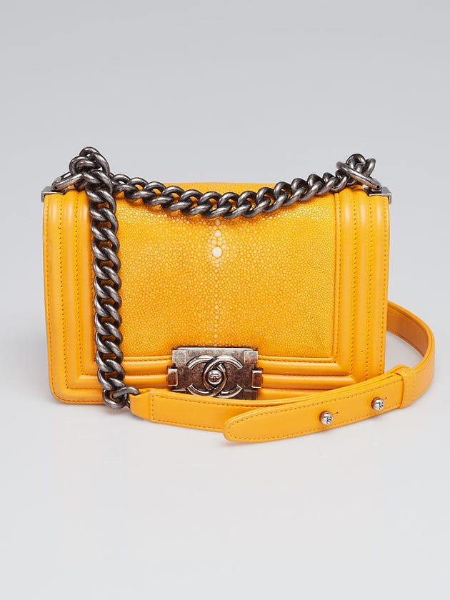 Chanel Yellow Stingray and Leather Small Boy Bag