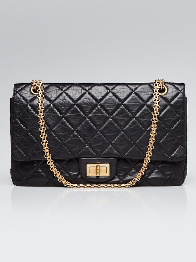 Chanel Black 2.55 Reissue Quilted Classic Calfskin Leather 227 Jumbo Flap Bag
