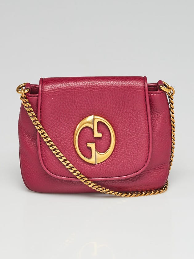 Gucci Burgundy Pebbled Leather '1973' Small Shoulder Bag