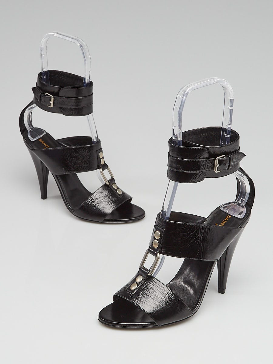 Yves Saint Laurent Black Patent Leather Janis 105 Mary Jane