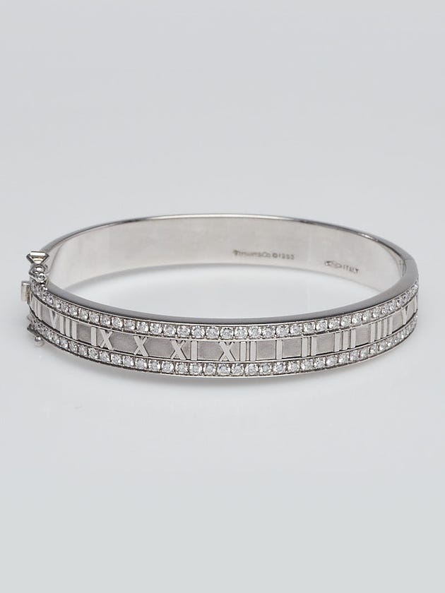 Tiffany & Co. 18k White Gold and Diamond Atlas Hinged Bracelet