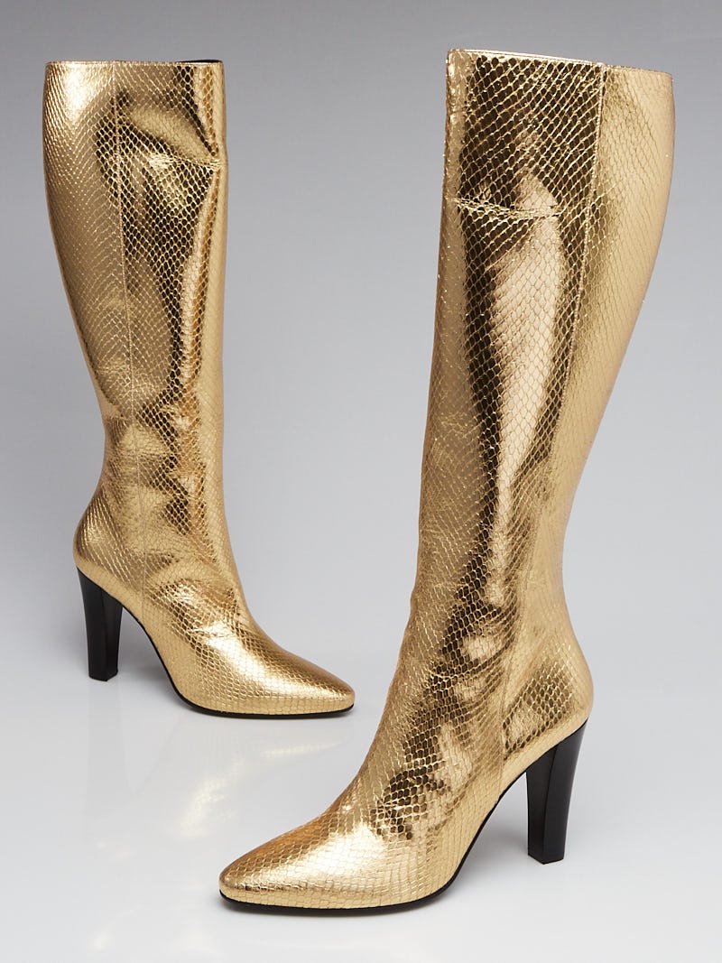 gold pointed boots