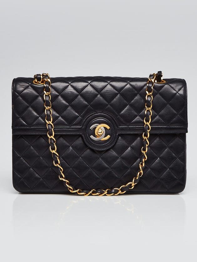 Chanel Navy Blue Quilted Lambskin Leather Medium Double Flap Bag