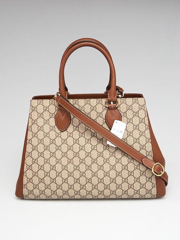 Gucci Beige/Brown GG Coated Canvas Signature Large Top Handle Bag
