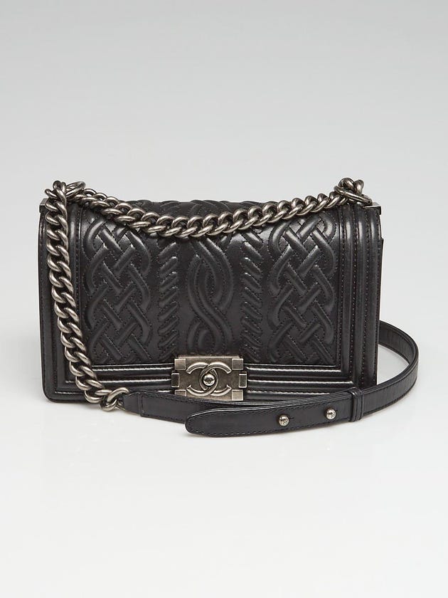 Chanel Black Embossed Lambskin Leather Medium Celtic Boy Bag