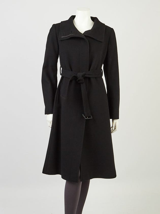 Burberry London Black Wool Blend Long Coat Size 6/40
