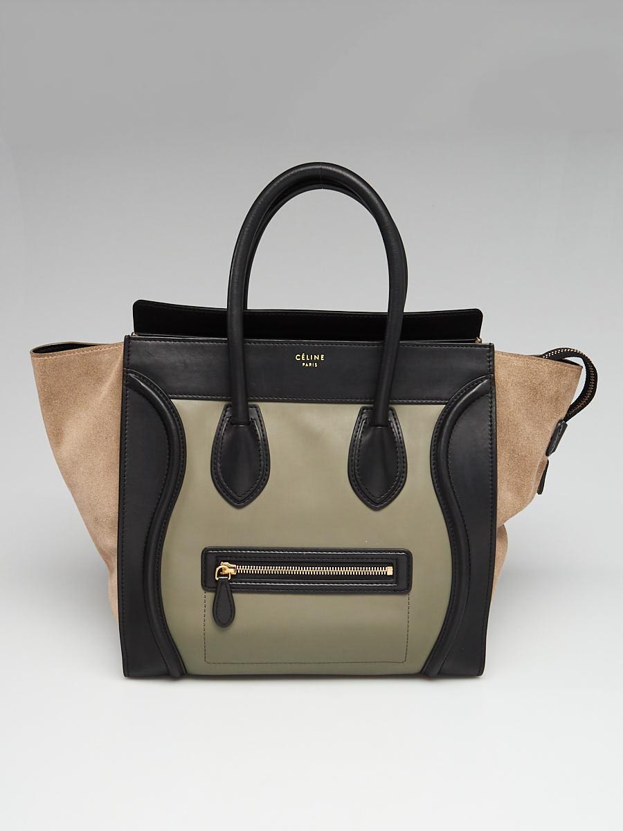 Celine Tri-Color Leather and Suede Mini Luggage Tote Bag