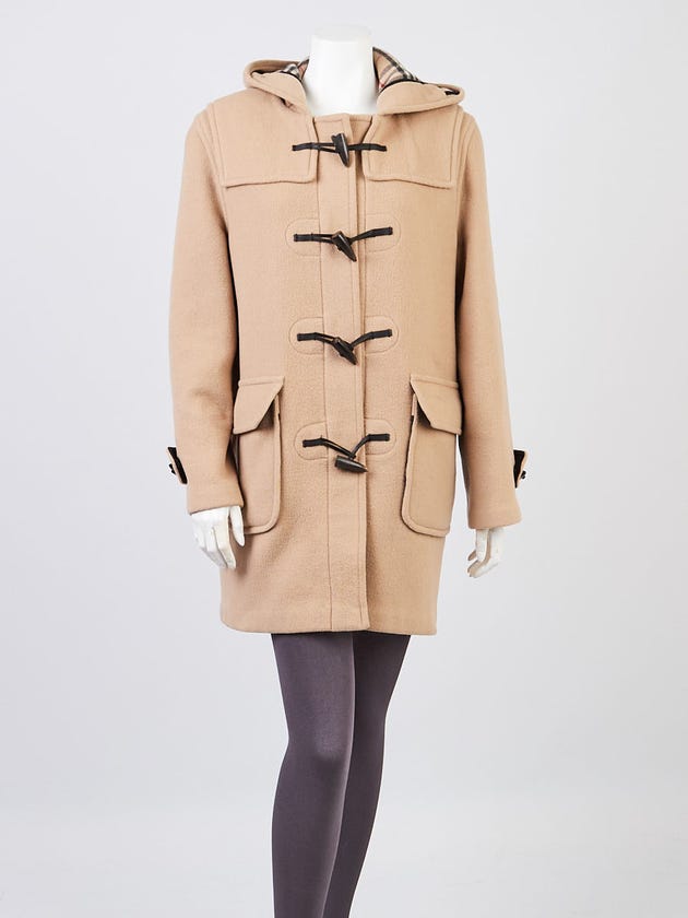 Burberry Beige Wool Hooded Toggle Coat Size S