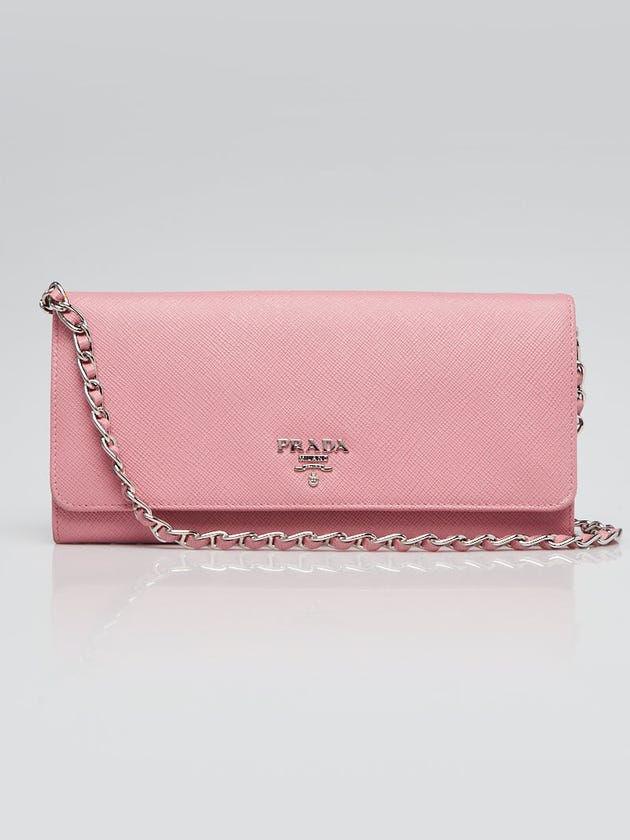 Prada Petalo Saffiano Metal Leather Wallet on Chain Clutch Bag 1M1290