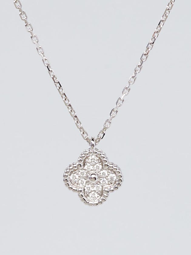 Van Cleef & Arpels 18k White Gold and Diamond Sweet Alhambra Pendant