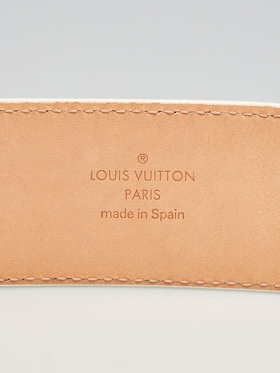 Louis Vuitton White Epi Leather Silver Round Buckle Belt LB4428-587
