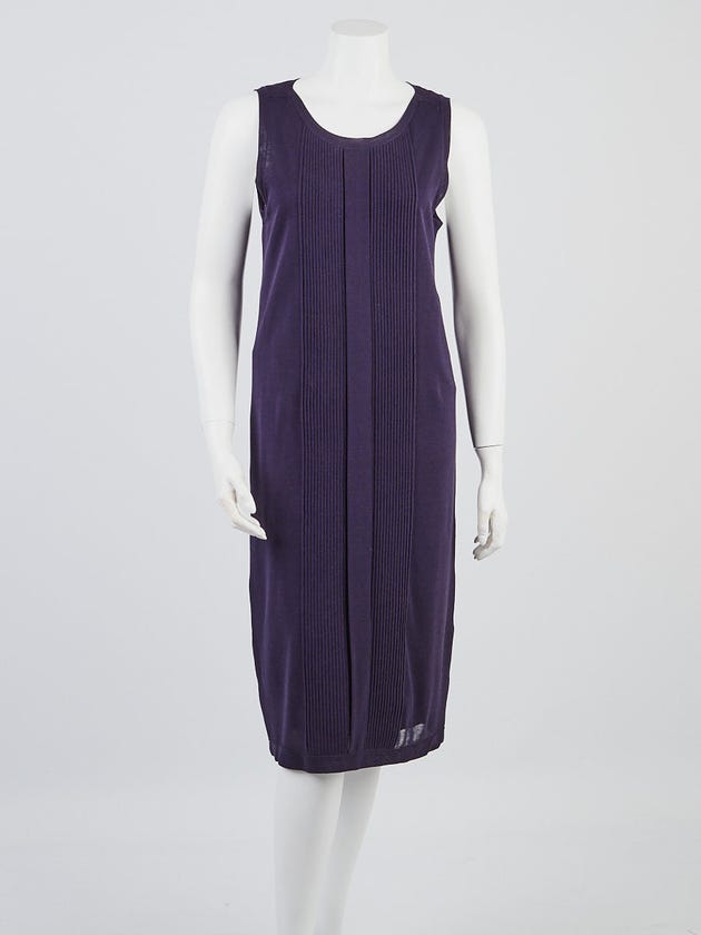 Hermes Navy Blue Cotton/Silk Knit Sleeveless Midi Dress Size 2/36