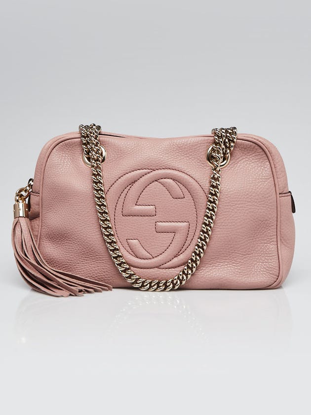 Gucci Beige Pebbled Leather Soho Chain Shoulder Bag