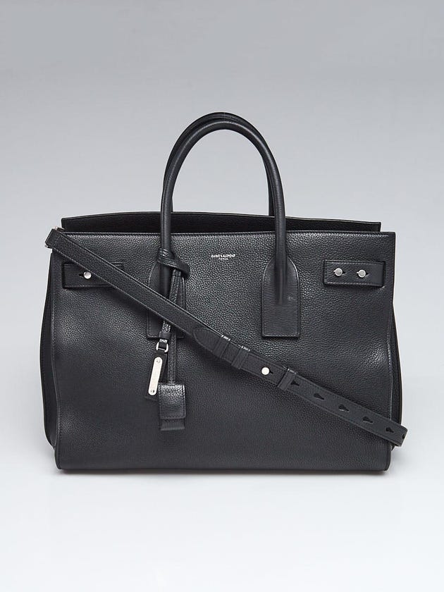 Yves Saint Laurent Black Supple Grained Leather Large Sac de Jour Bag