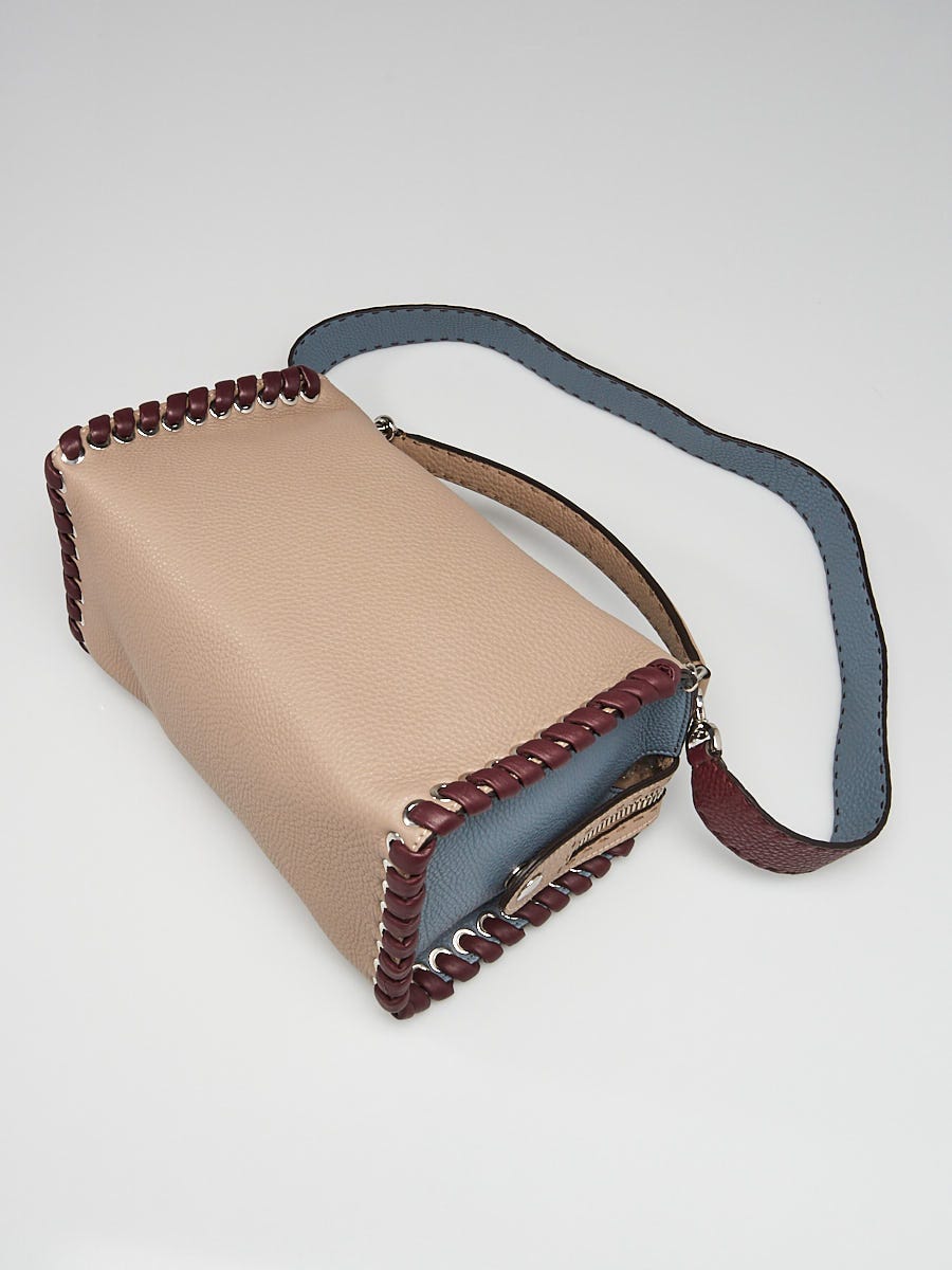 Fendi Taupe/Light Blue Lei Selleria Leather Bag 8BL137 | Yoogi's