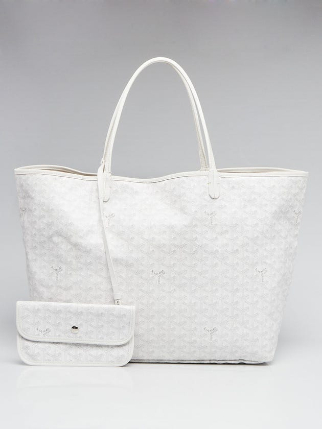 Goyard White Chevron Print Coated Canvas St. Louis GM Tote Bag
