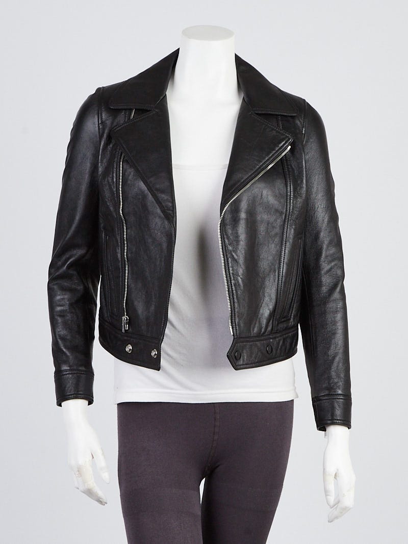 Embossed Mini-tonal Design Lambskin Leather Jacket-Black - St. Croix  Collections