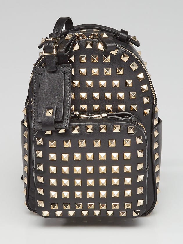 Valentino Black Leather Rockstud Mini Backpack Bag