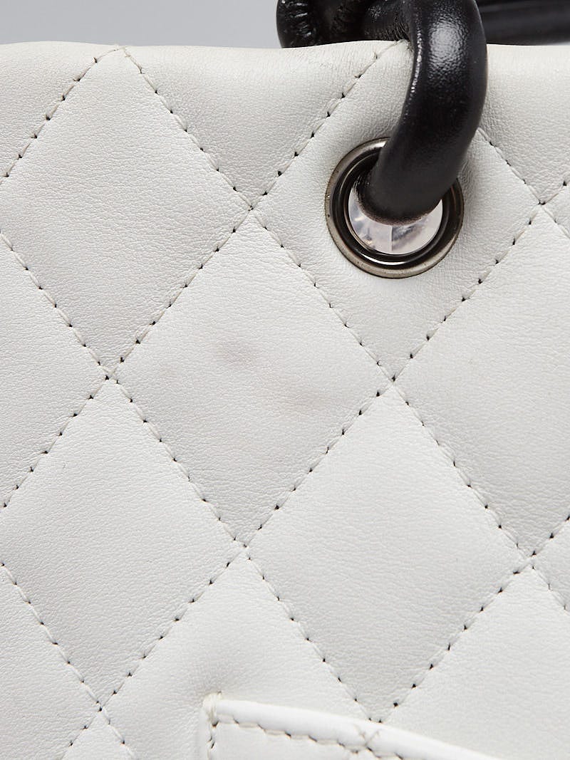 Chanel White/Black Quilted Ligne Cambon Mini Tote Bag - Yoogi's Closet