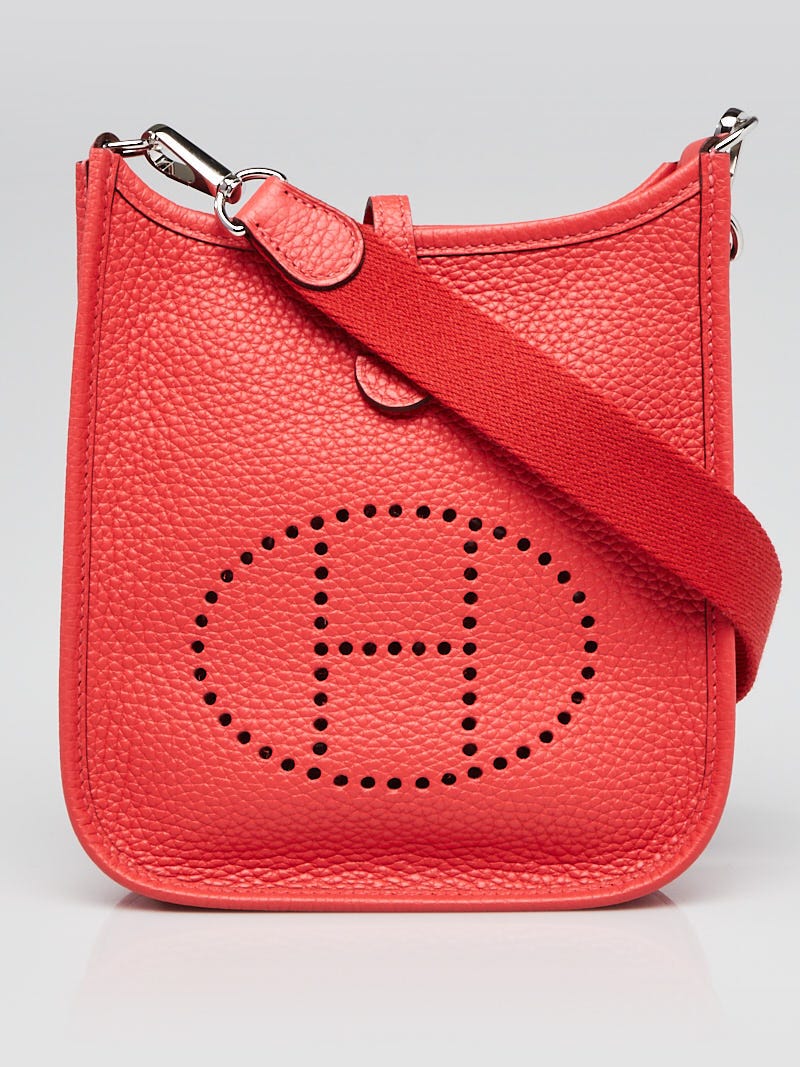 Hermes 16m Rose Jaipur Clemence Leather Evelyne TPM Bag