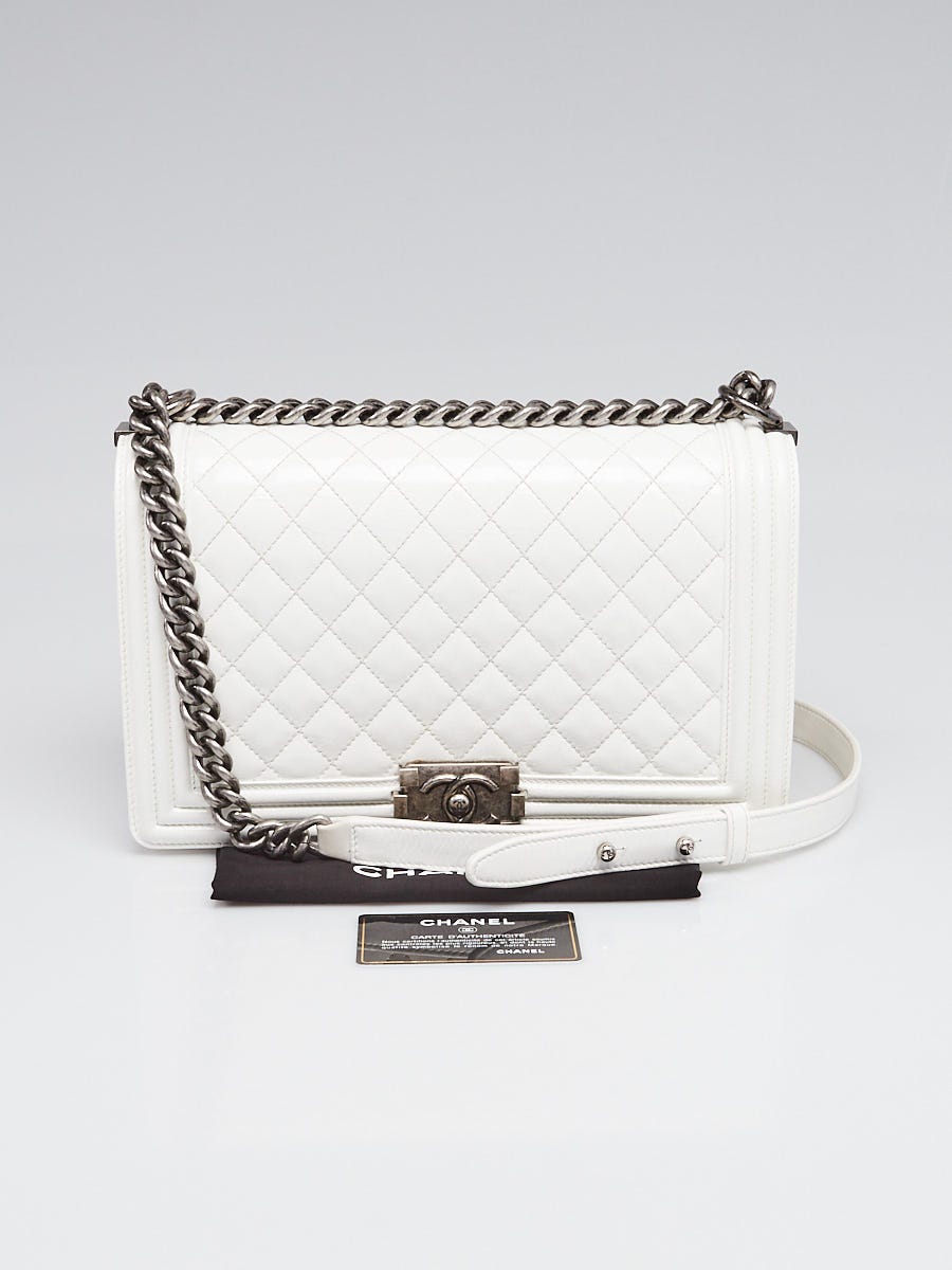 White chanel boy bag hot sale