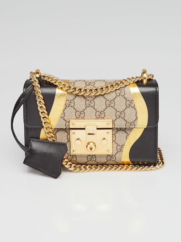 Gucci Beige/Ebony GG Supreme Coated Canvas Padlock Small Shoulder Bag