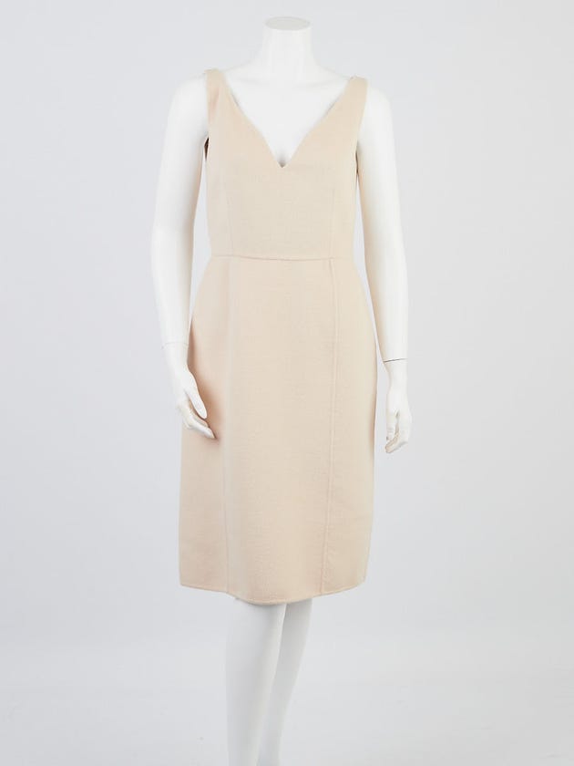 Prada Beige Wool and Angora Sleeveless Dress Size 10/44
