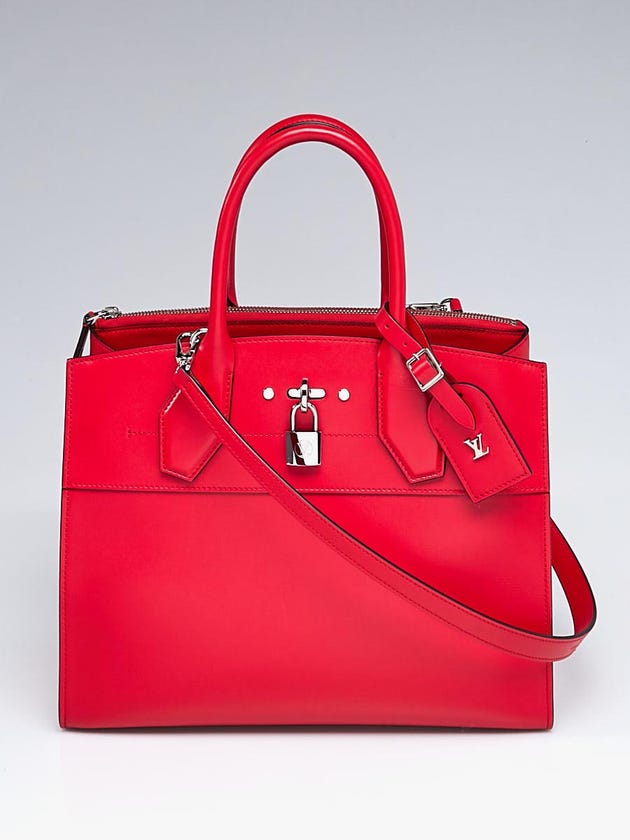 Louis Vuitton Red Smooth Leather City Steamer MM  Bag