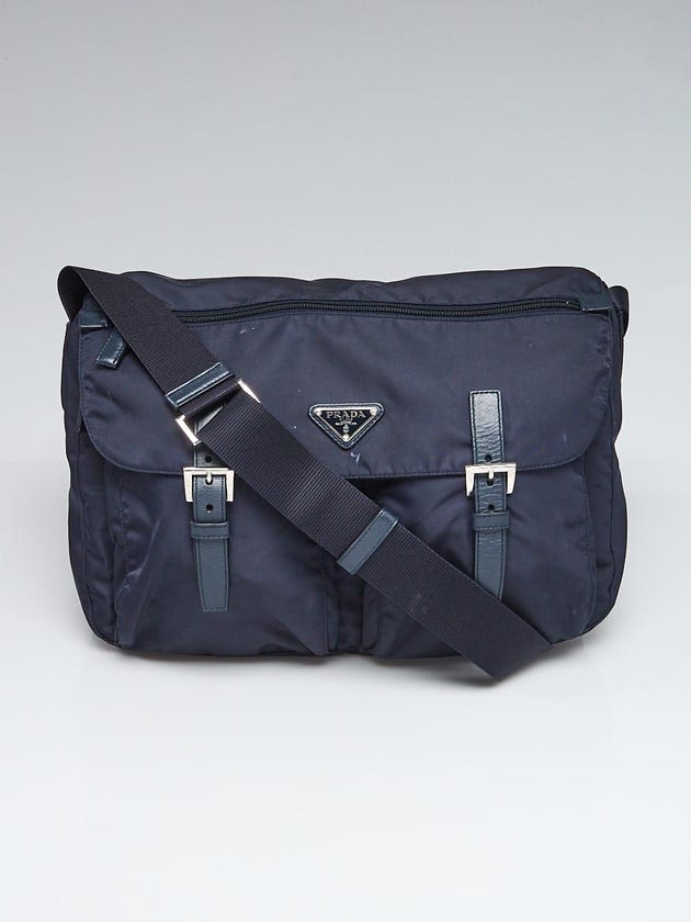 Prada Navy Blue Tessuto Nylon Buckle Messenger Bag BT1738
