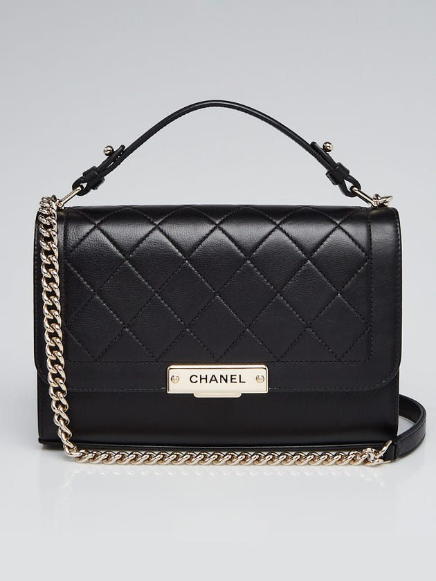Chanel Black Quilted Leather Click Label Medium Shoulder Bag