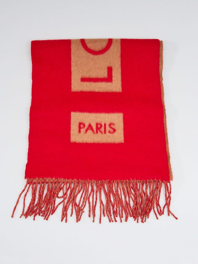 Louis Vuitton Camel/Red Cashmere Echarpe Baroda Scarf