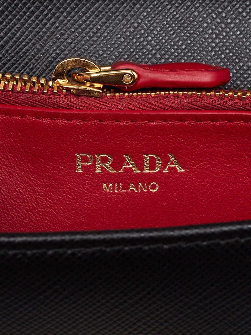 Prada Flip Lock Wallet on Chain Clutch Saffiano Leather Small
