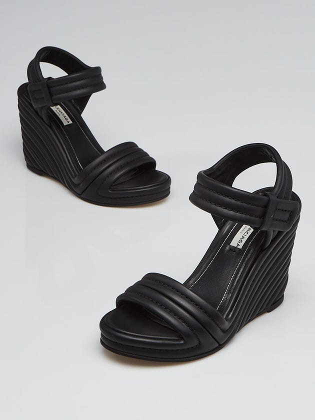 Balenciaga Black Leather Wedge Sandals Size 5.5/36