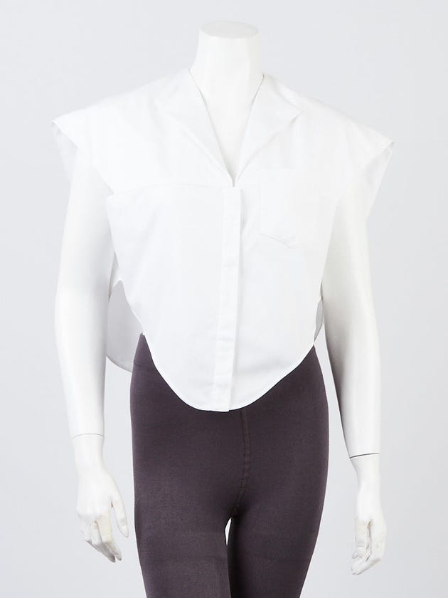 Balenciaga White Cotton Crop Top Shirt Size 4/38