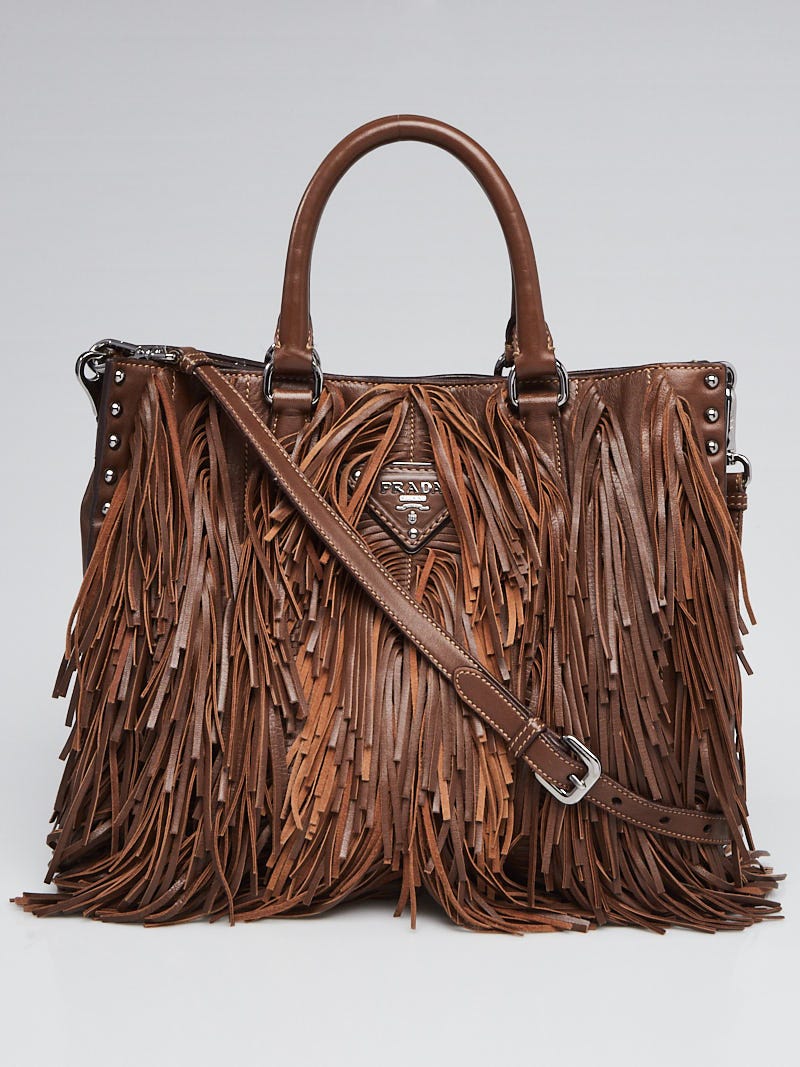 Prada Noce Nappa Leather Fringe Small Tote Bag BN1510 | Yoogi's Closet