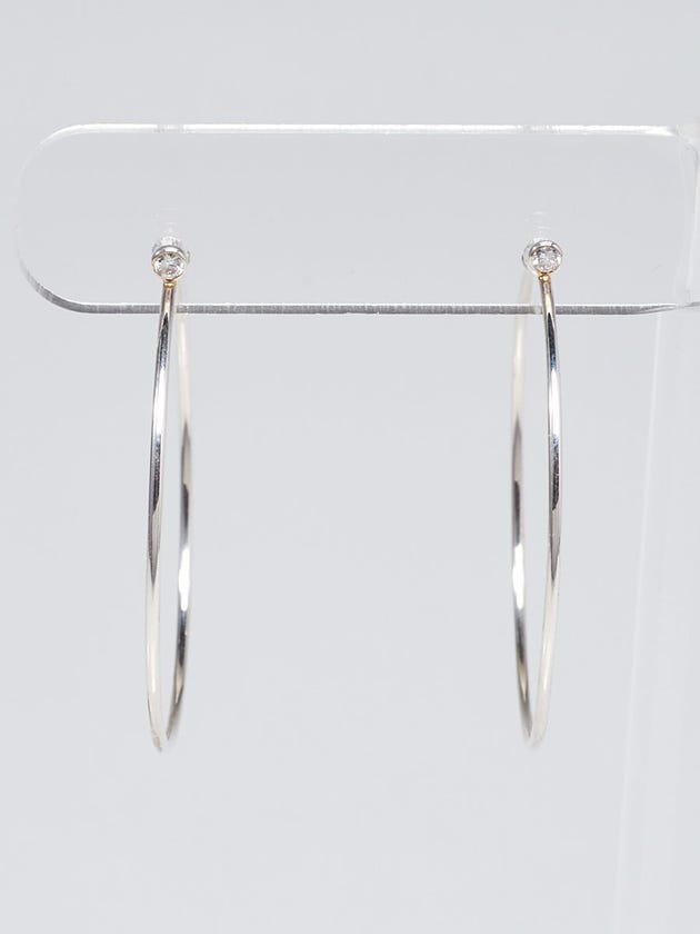 Tiffany & Co. Sterling Silver and Diamond Elsa Peretti Diamond Hoop Earrings