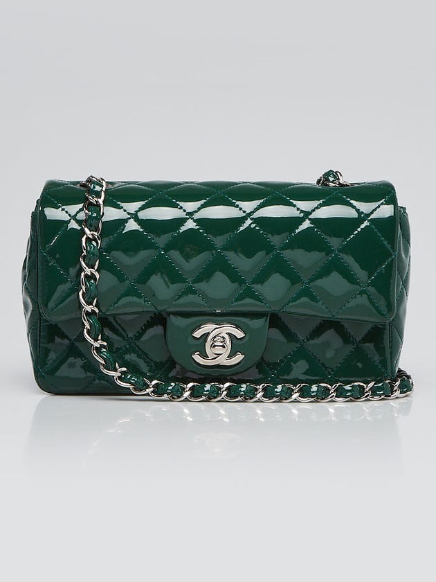 Chanel Green Quilted Patent Leather Classic New Mini Flap Bag