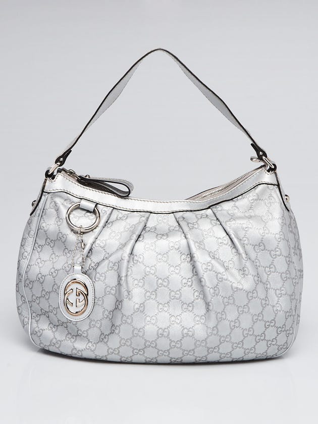 Gucci Silver Guccissima Leather Medium Sukey Tote Bag