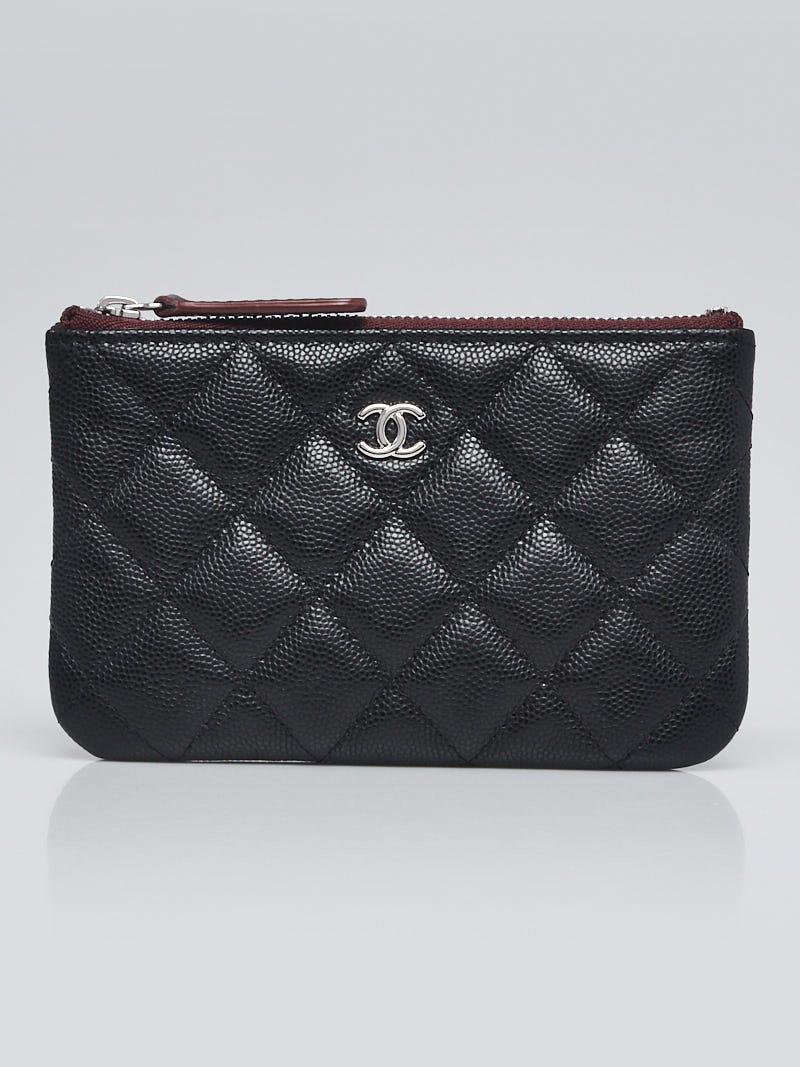 Chanel Black Quilted Caviar Leather Mini O-Case Zip Pouch - Yoogi's Closet