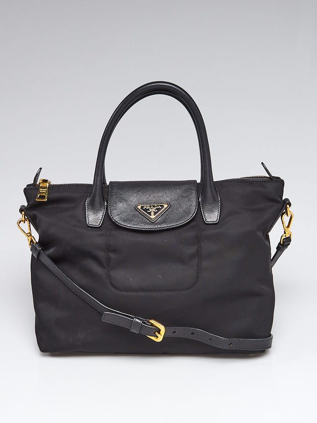 Prada Black Tessuto Nylon and Saffiano Leather Tote Bag BN2106