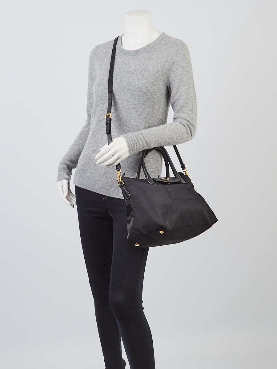 Prada Black Tessuto Nylon and Saffiano Leather Tote Bag BN2106